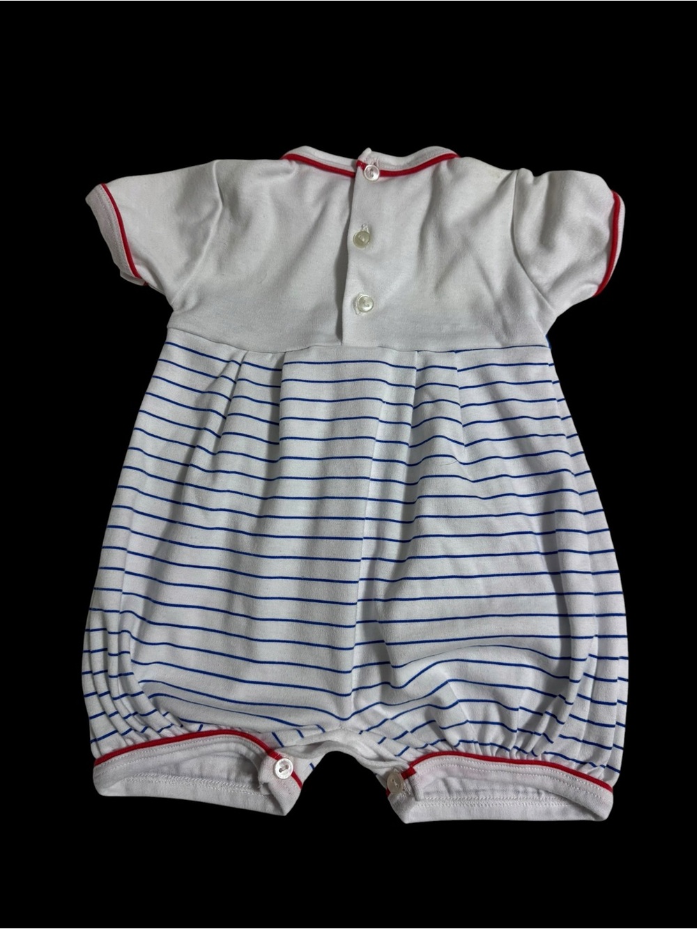 Vintage Striped Nautical Baby One-Piece Romper - White/Blue - Picture 4 of 4
